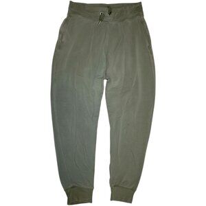 Mens Olive Green Jogger Pants With Drawstring Waist & Ribbed Ankles Athleisure